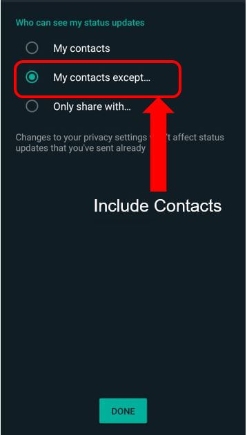 status privacy for whatsapp